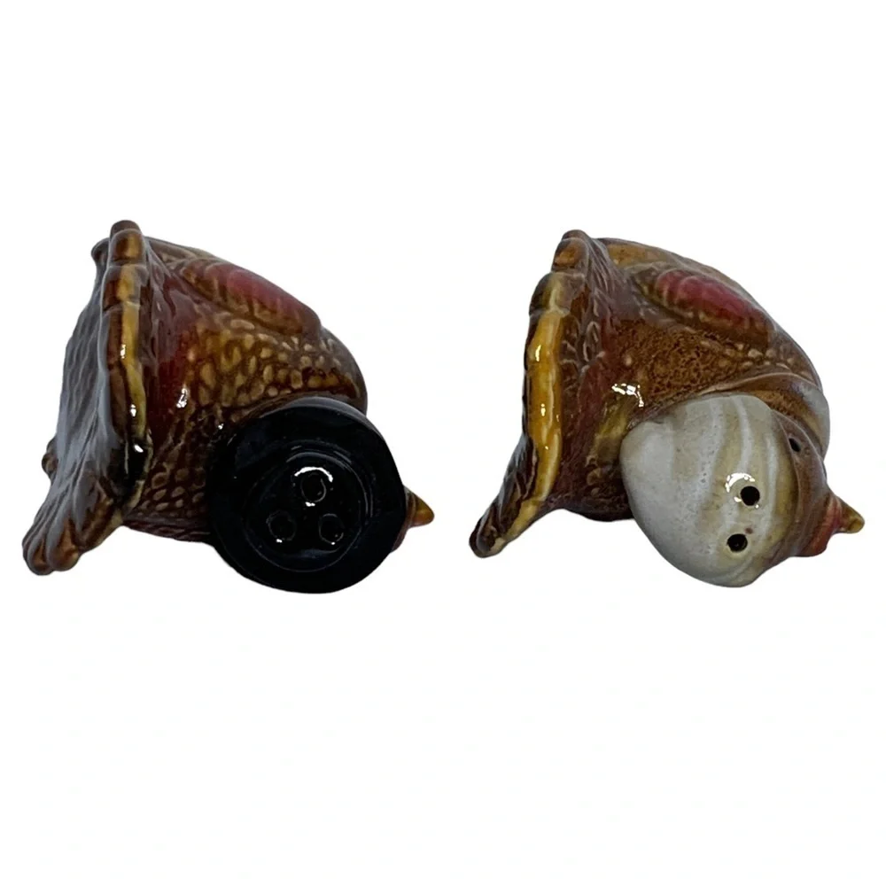 Thanksgiving Harvest Turkey Salt and Pepper Shaker Ceramic Set Rustic Fall Color